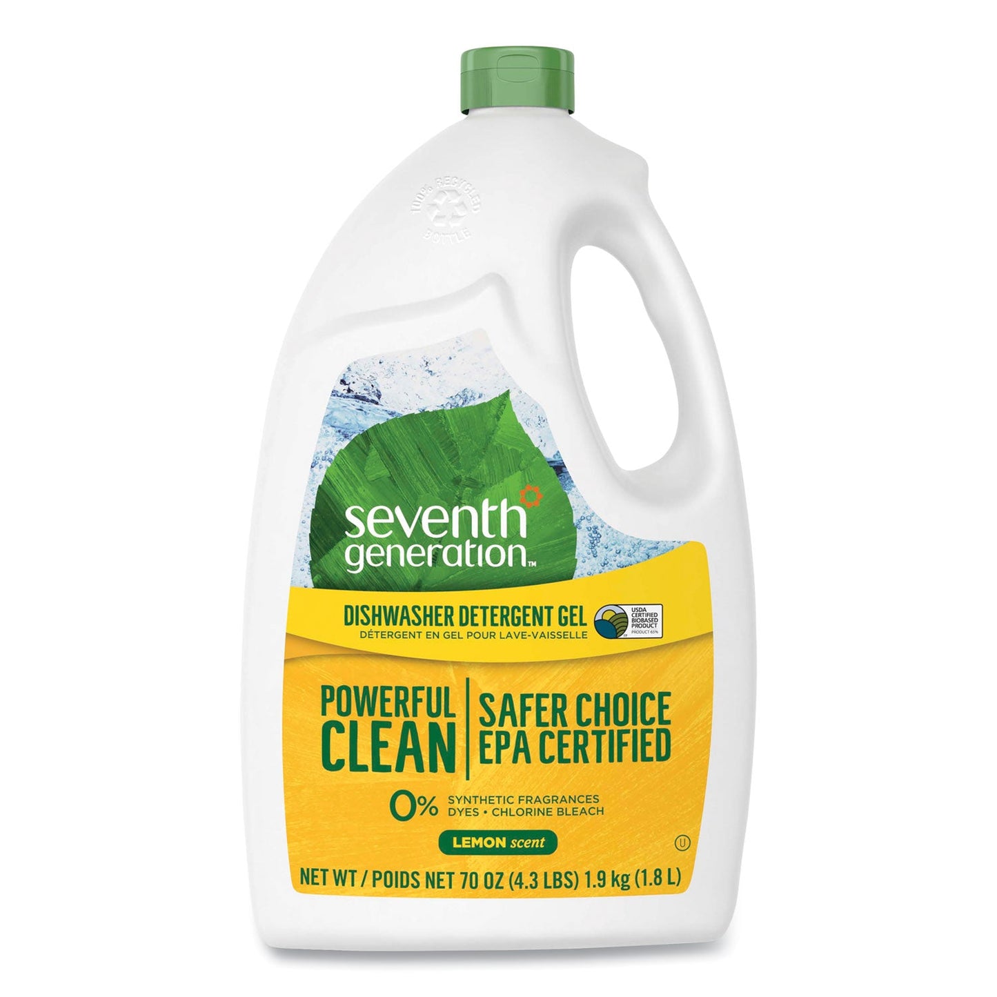 SEV22831CT Natural Automatic Dishwasher Gel, Lemon, Jumbo 70 oz Bottle, 6/Carton Seventh Generation