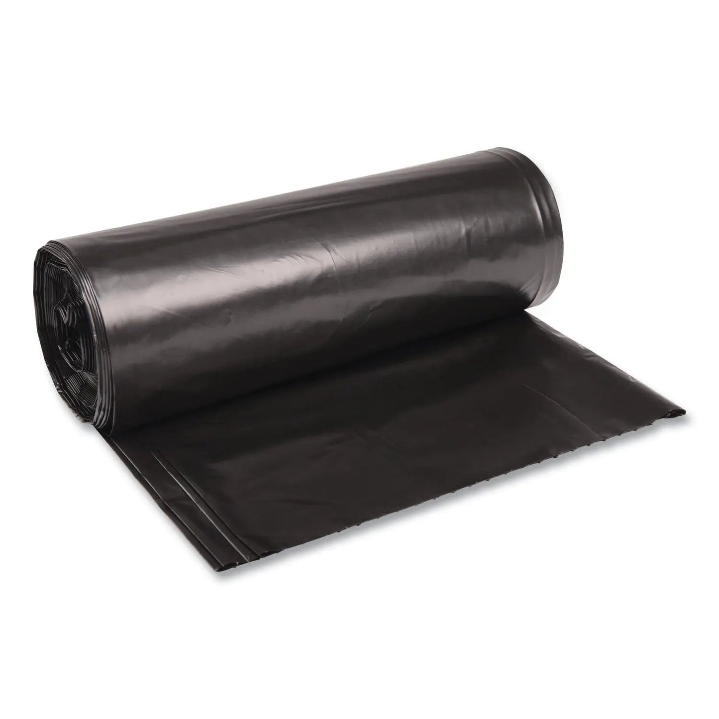 BWK523 Recycled Low-Density Polyethylene Can Liners, 60 Gal, 1.6 mil, 38" x 58", Black, Perforated, 10 Bags/Roll, 10 Rolls/Carton Boardwalk