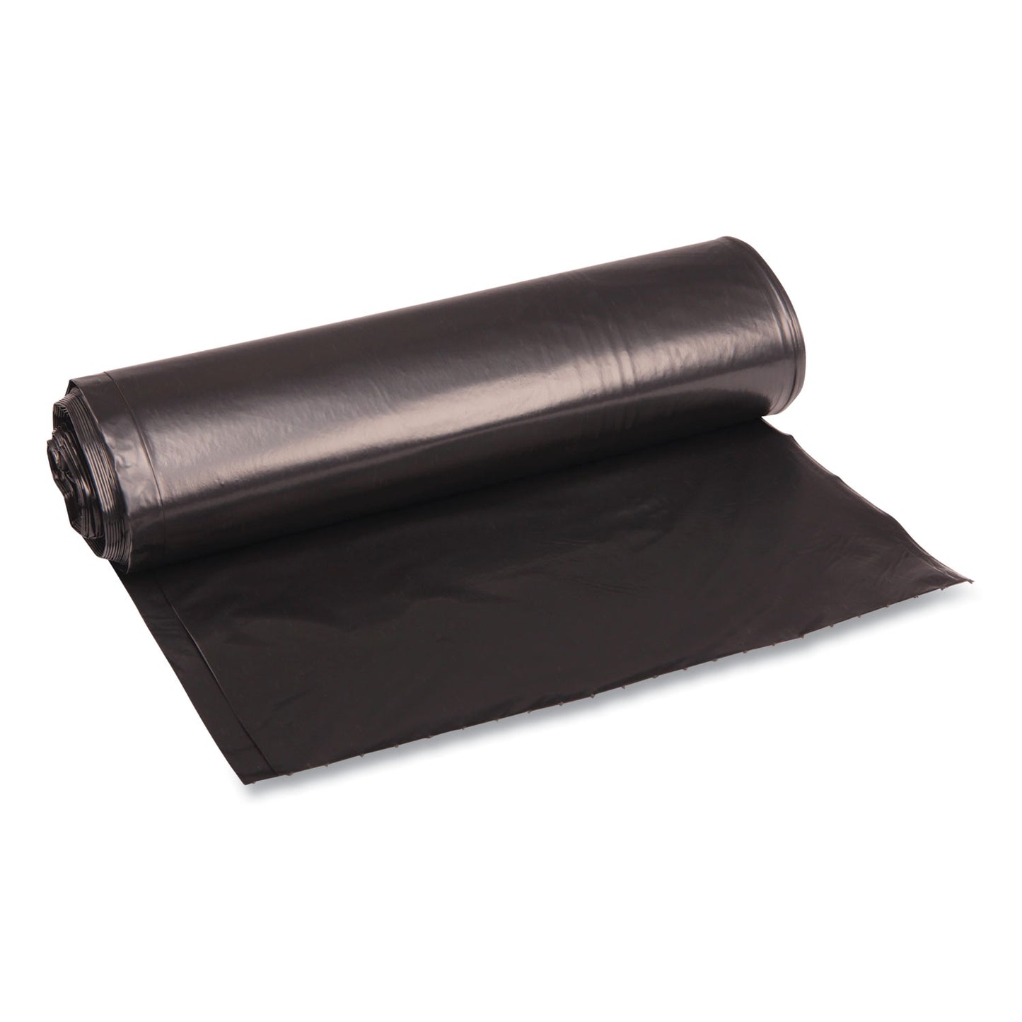 BWK516 Recycled Low-Density Polyethylene Can Liners, 33 gal, 1.2 mil, 33" x 39", Black, Perforated, 10 Bags/Roll, 10 Rolls/Carton Boardwalk