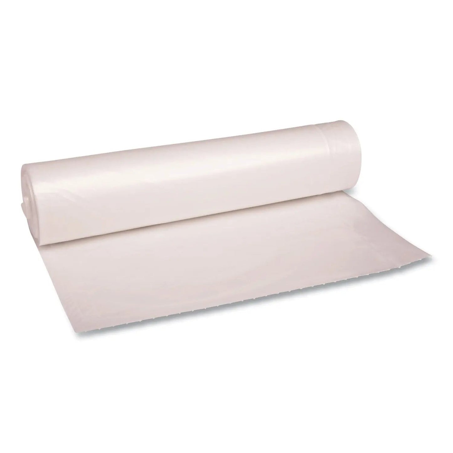 BWK536 Recycled Low-Density Polyethylene Can Liners, 56 gal, 1.4 mil, 43" x 47", Clear, Perforated, 10 Bags/Roll, 10 Rolls/Carton Boardwalk