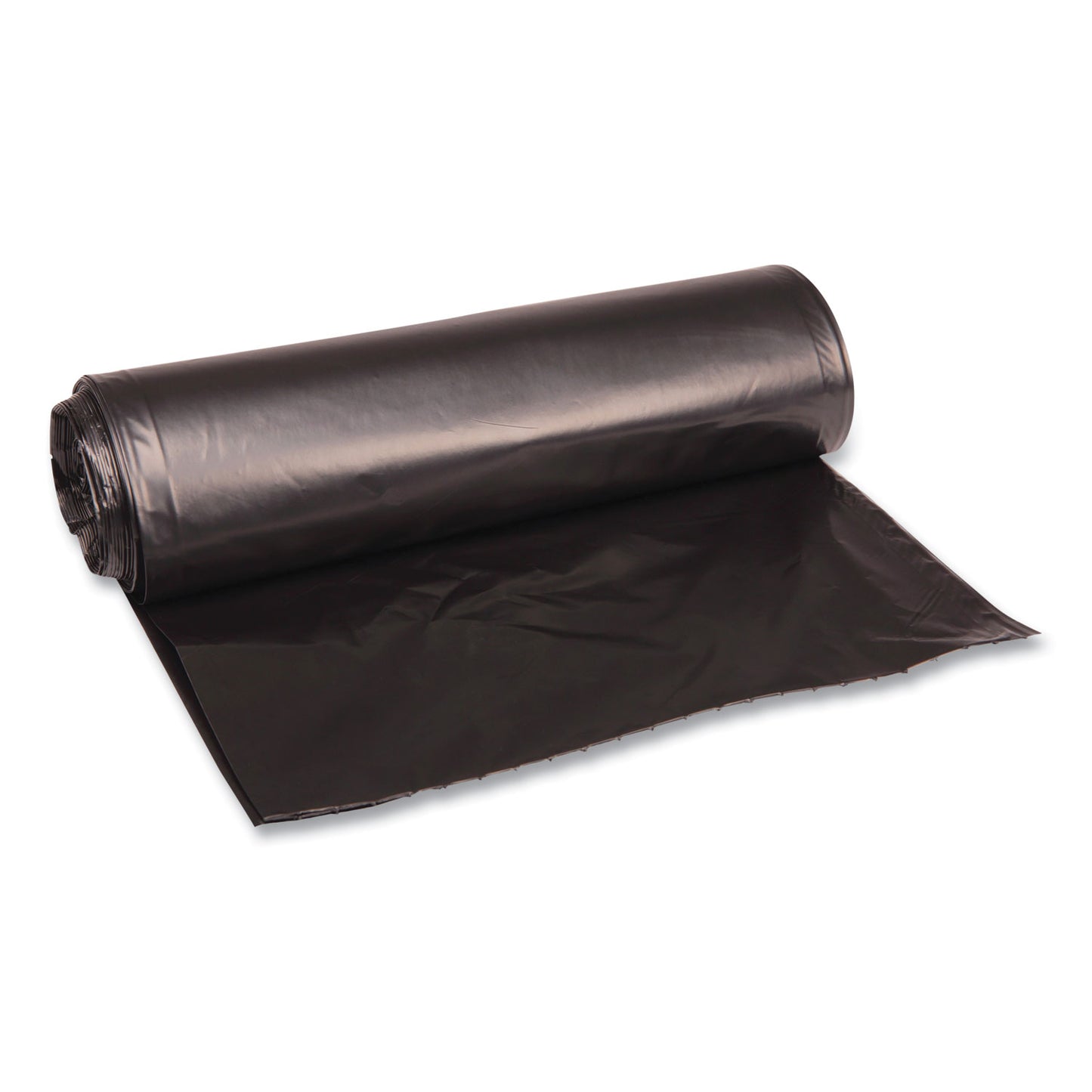 BWK520 Recycled Low-Density Polyethylene Can Liners, 33 gal, 1.6 mil, 33" x 39", Black, Perforated, 10 Bags/Roll, 10 Rolls/Carton Boardwalk