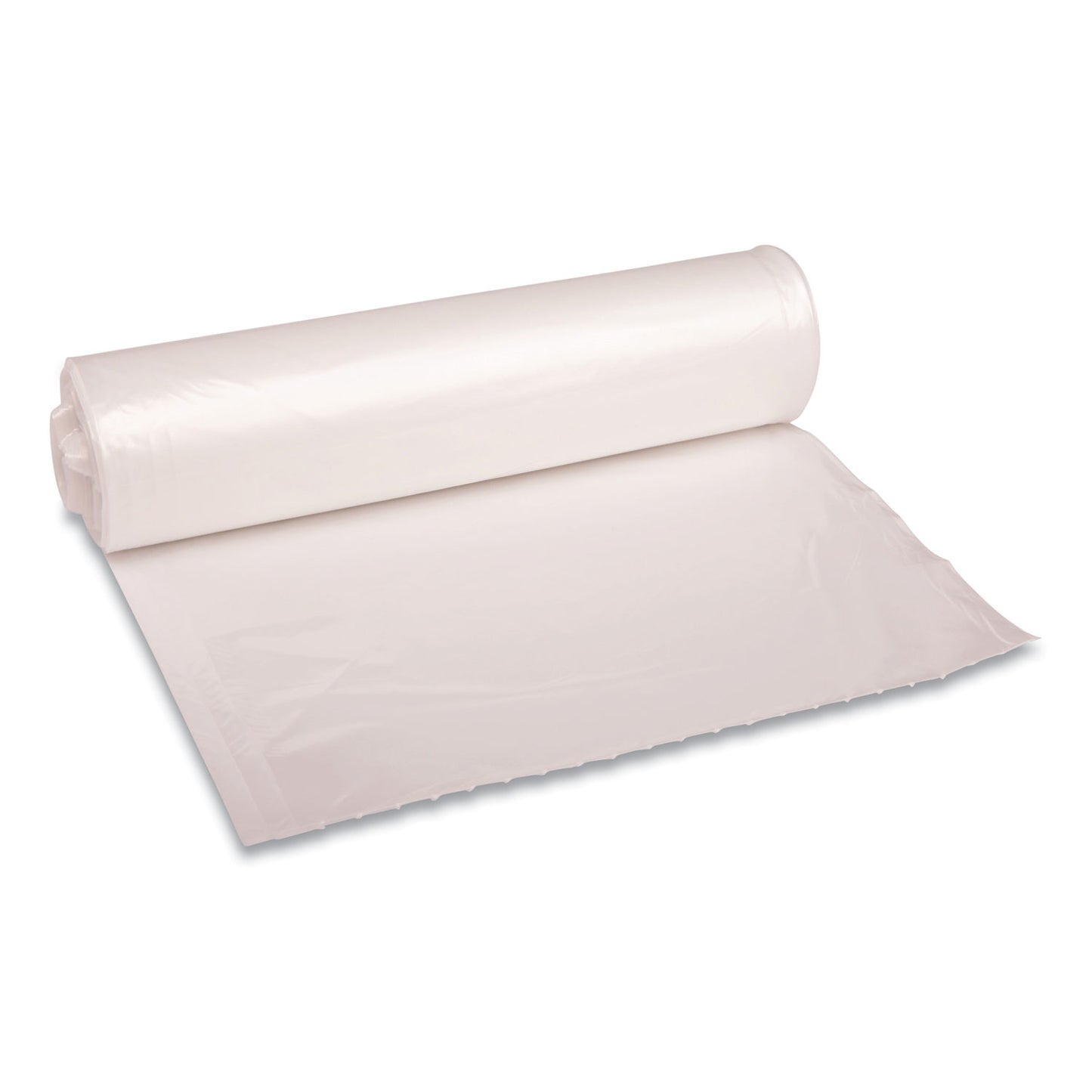 BWK530 Recycled Low-Density Polyethylene Can Liners, 33 gal, 1.1 mil, 33" x 39", Clear, Perforated, 10 Bags/Roll, 10 Rolls/Carton