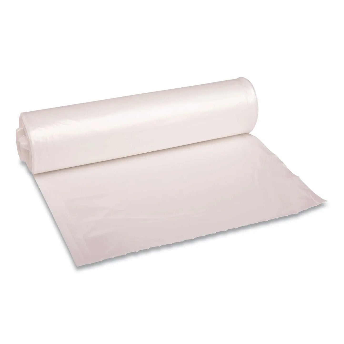BWK530 Recycled Low-Density Polyethylene Can Liners, 33 gal, 1.1 mil, 33" x 39", Clear, Perforated, 10 Bags/Roll, 10 Rolls/Carton Boardwalk