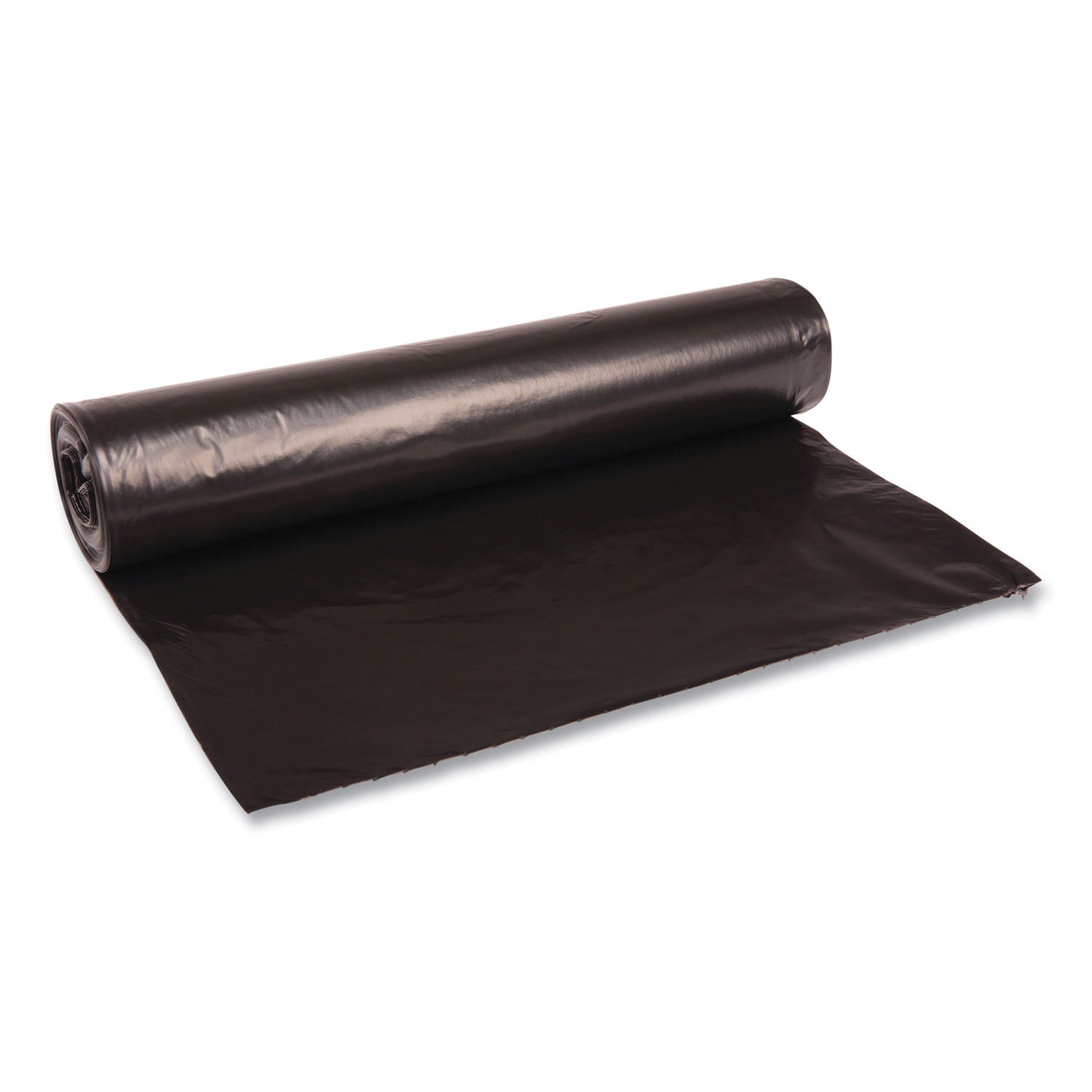 BWK517 Recycled Low-Density Polyethylene Can Liners, 45 gal, 1.2 mil, 40" x 46", Black, Perforated, 10 Bags/Roll, 10 Rolls/Carton Boardwalk