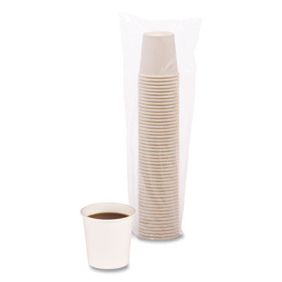 BWKWHT4HCUP Paper Hot Cups, 4 oz, White, 50/Sleeve, 20 Sleeves/Carton BOARDWALK