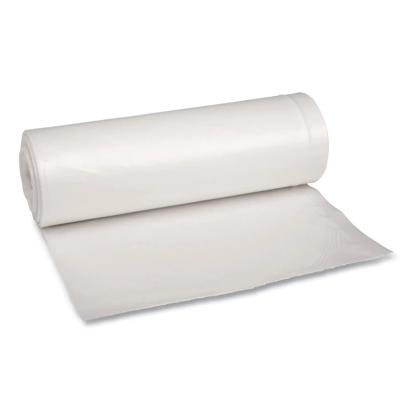 BWK538 Recycled Low-Density Polyethylene Can Liners, 60 gal, 1.75 mil, 38" x 58", Clear, Perforated, 10 Bags/Roll, 10 Rolls/Carton Boardwalk