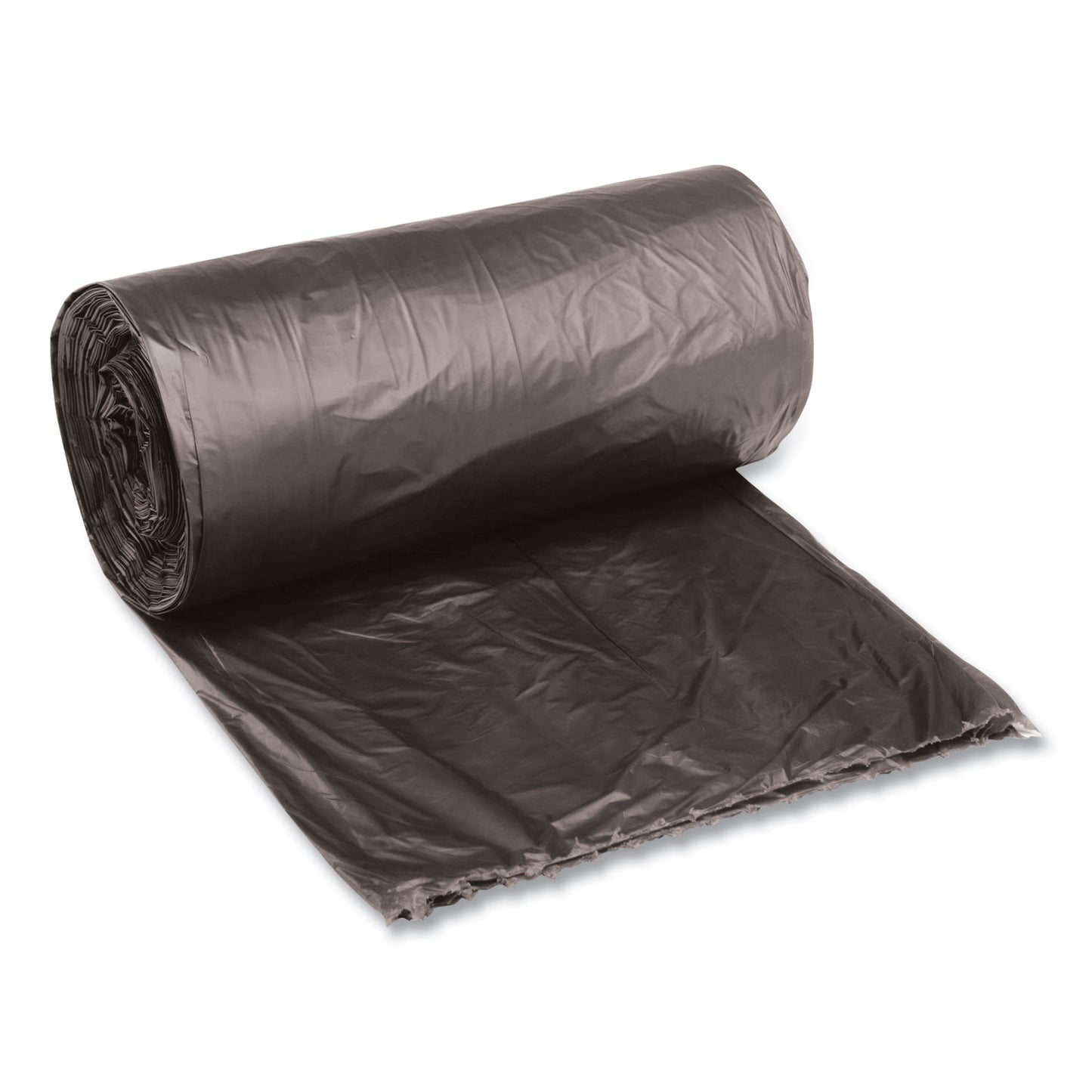 BWK2423L Low-Density Waste Can Liners, 10 gal, 0.35 mil, 24" x 23", Black, Perforated Roll, 50 Bags/Roll, 10 Rolls/Carton Boardwalk