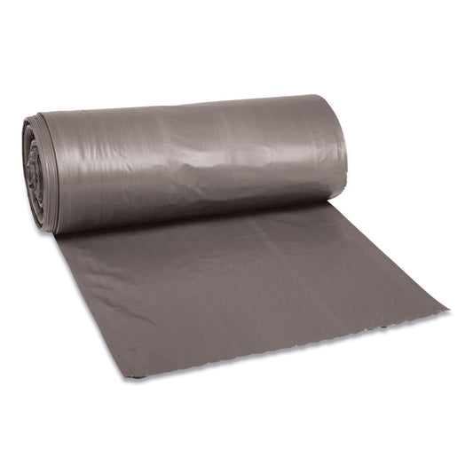 BWK3339SEH Low-Density Waste Can Liners, 33 gal, 1.1 mil, 33" x 39", Gray, Perforated Roll, 25 Bags/Roll, 4 Rolls/Carton