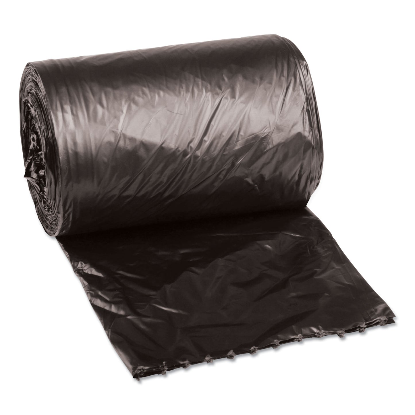 BWK1717L Low-Density Waste Can Liners, 4 gal, 0.35 mil, 17" x 17", Black, Perforated Roll, 50 Bags/Roll, 20 Rolls/Carton