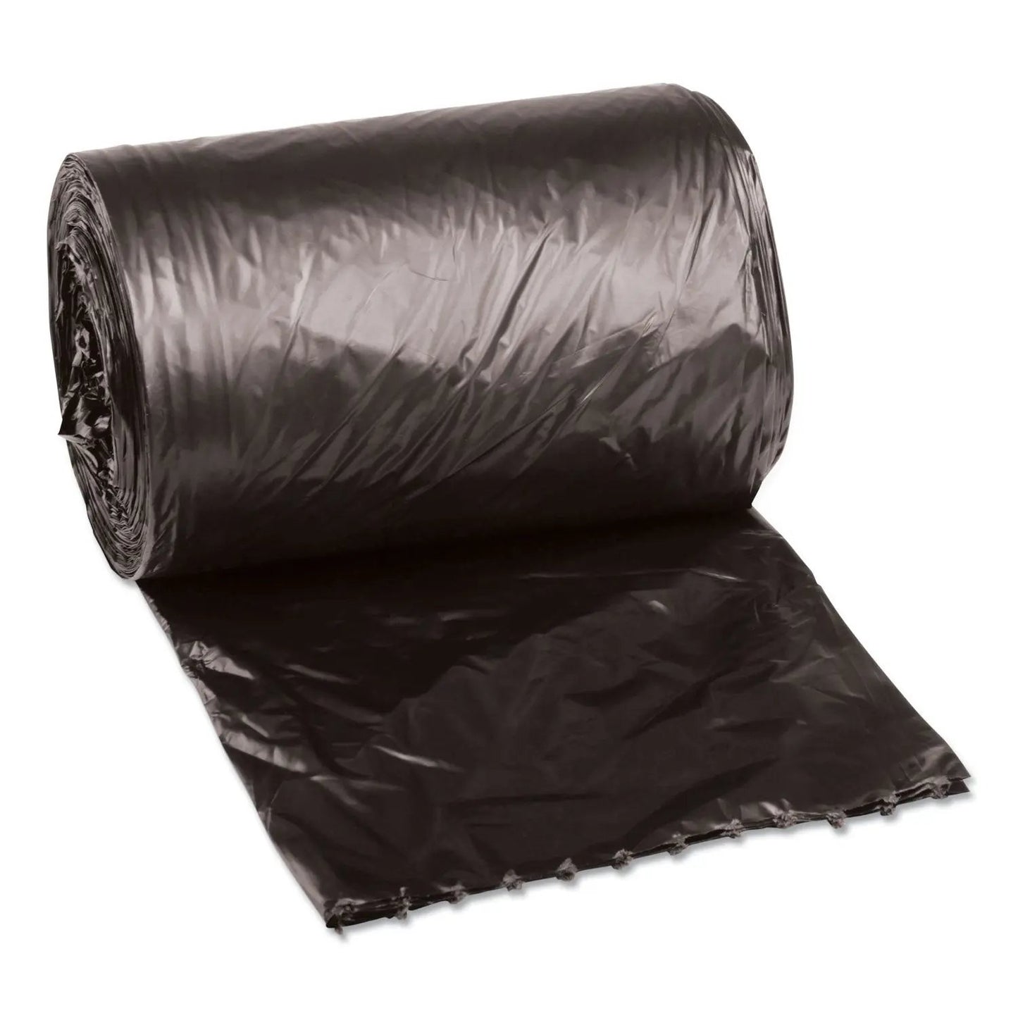 BWK1717L Low-Density Waste Can Liners, 4 gal, 0.35 mil, 17" x 17", Black, Perforated Roll, 50 Bags/Roll, 20 Rolls/Carton Boardwalk