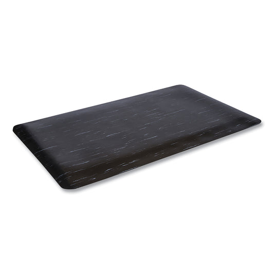 CWNCU3672BK Cushion-Step Marbleized Rubber Mat, Rectangular, Black Smooth Surface, 36" x 72"