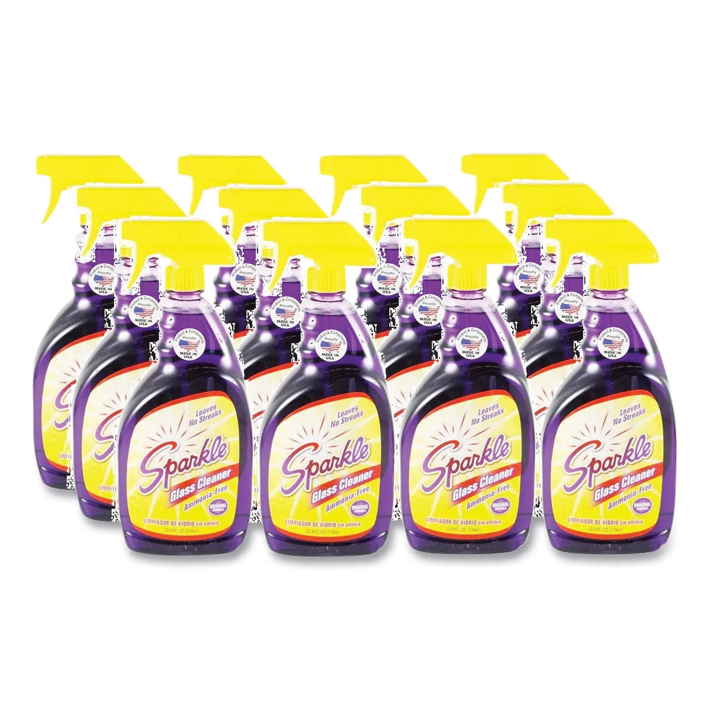 FUN20345CT Glass Cleaner, 33.8 Oz Spray Bottle, 12/carton Sparkle