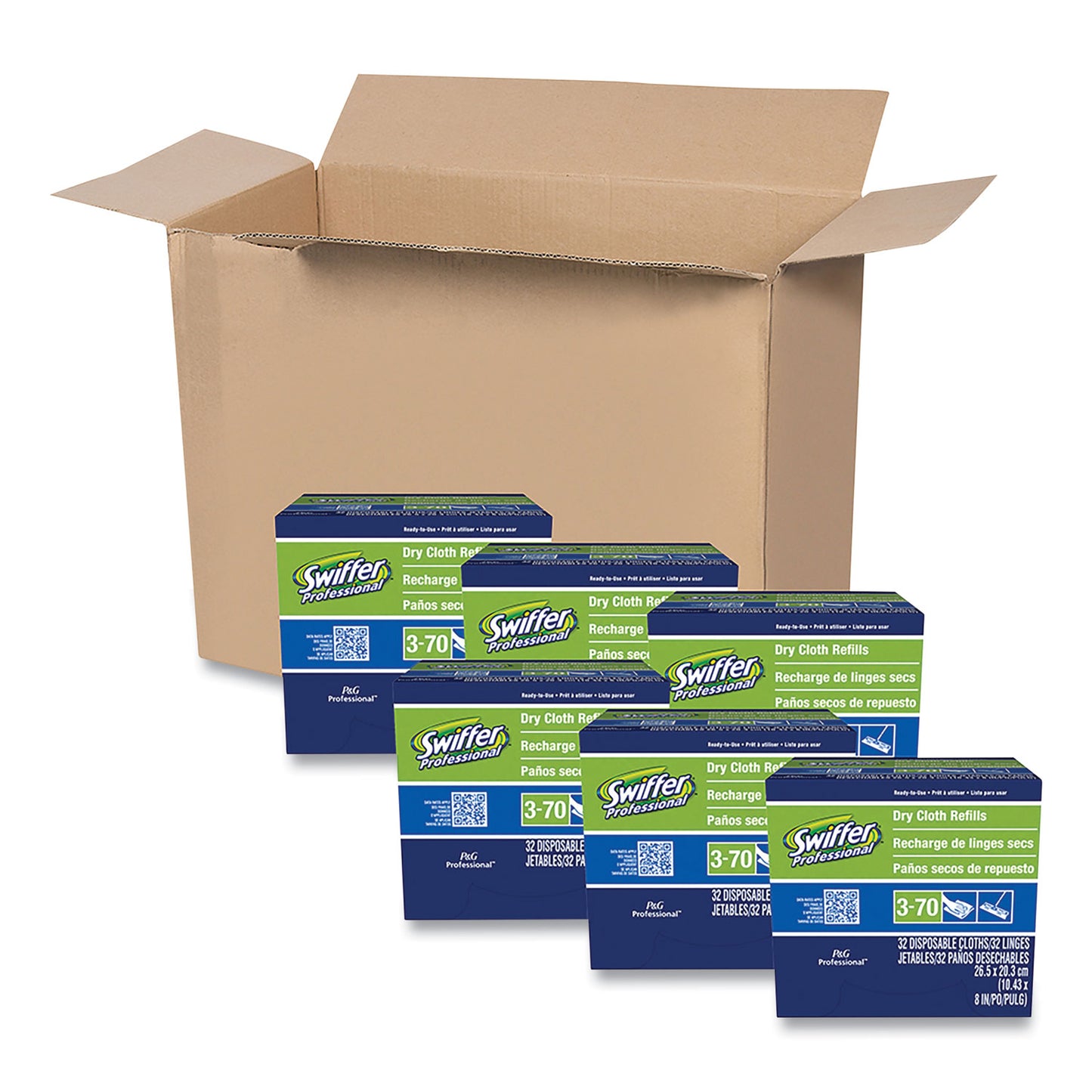 PGC33407CT Dry Refill Cloths, 10.63 x 8, White, 32/Box, 6 Boxes/Carton Swiffer
