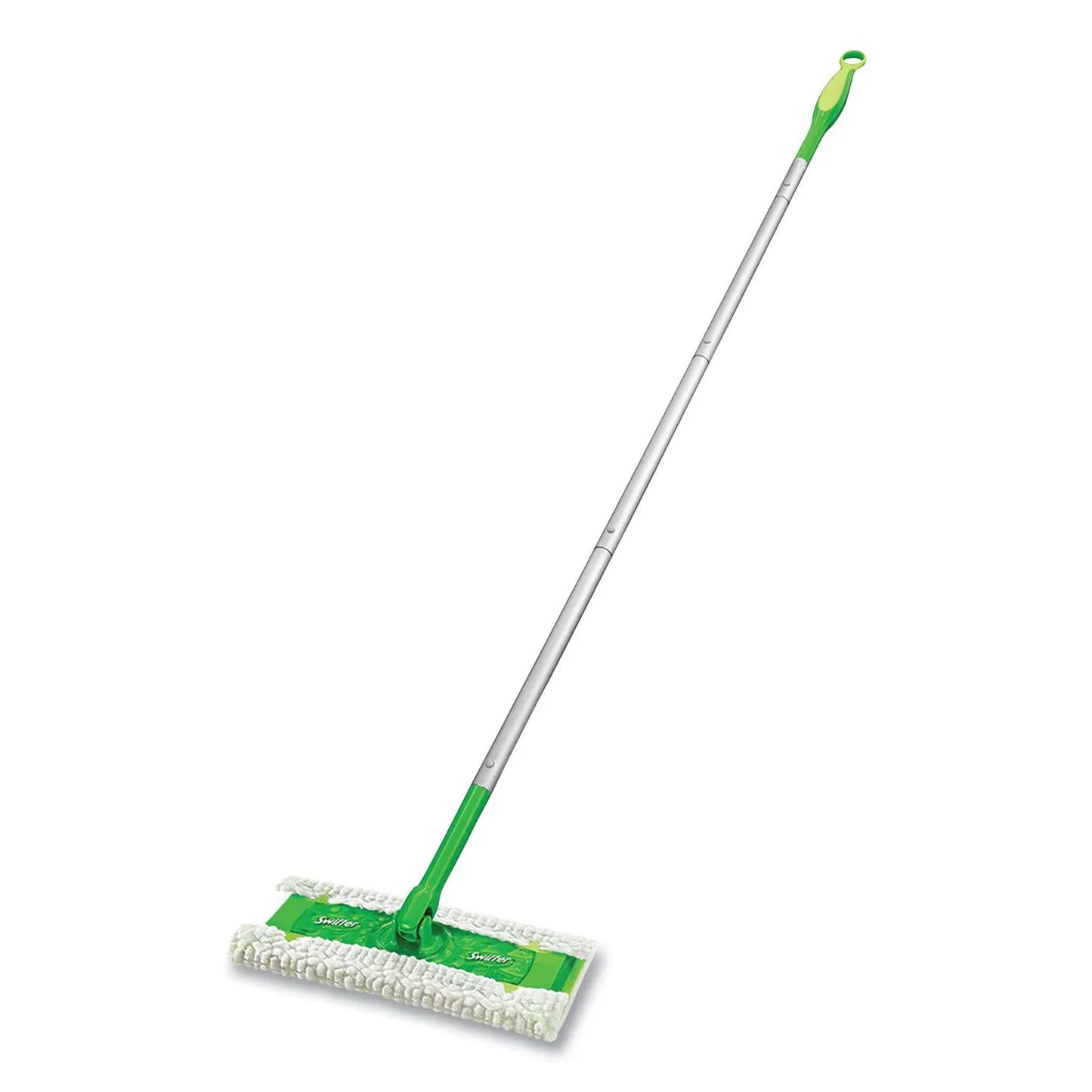 PGC09060EA Sweeper Mop, 10 X 4.8 White Cloth Head, 46" Green/silver Aluminum/plastic Handle Swiffer