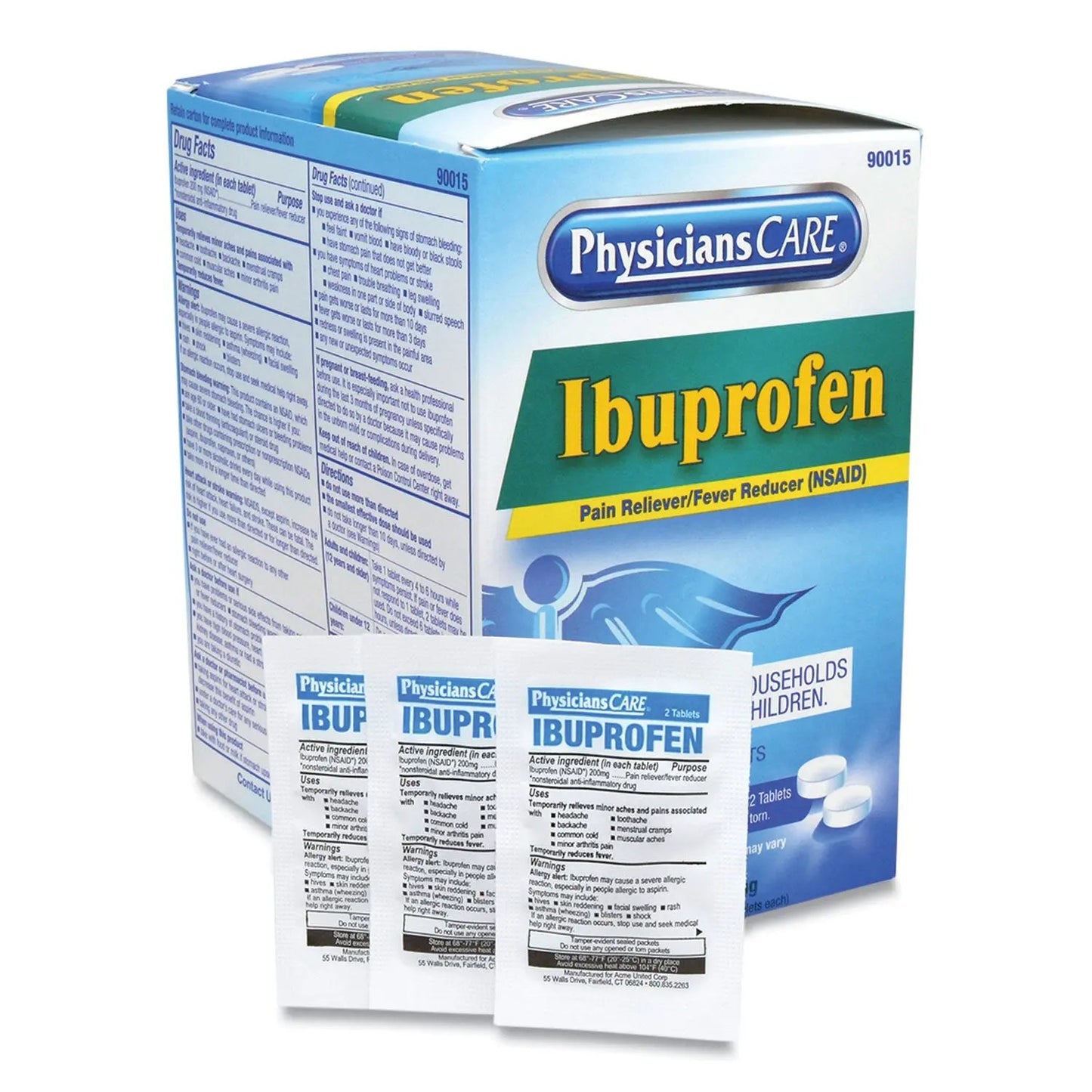 ACM90015 Ibuprofen Medication, Two-Pack, 50 Packs/Box PhysiciansCare