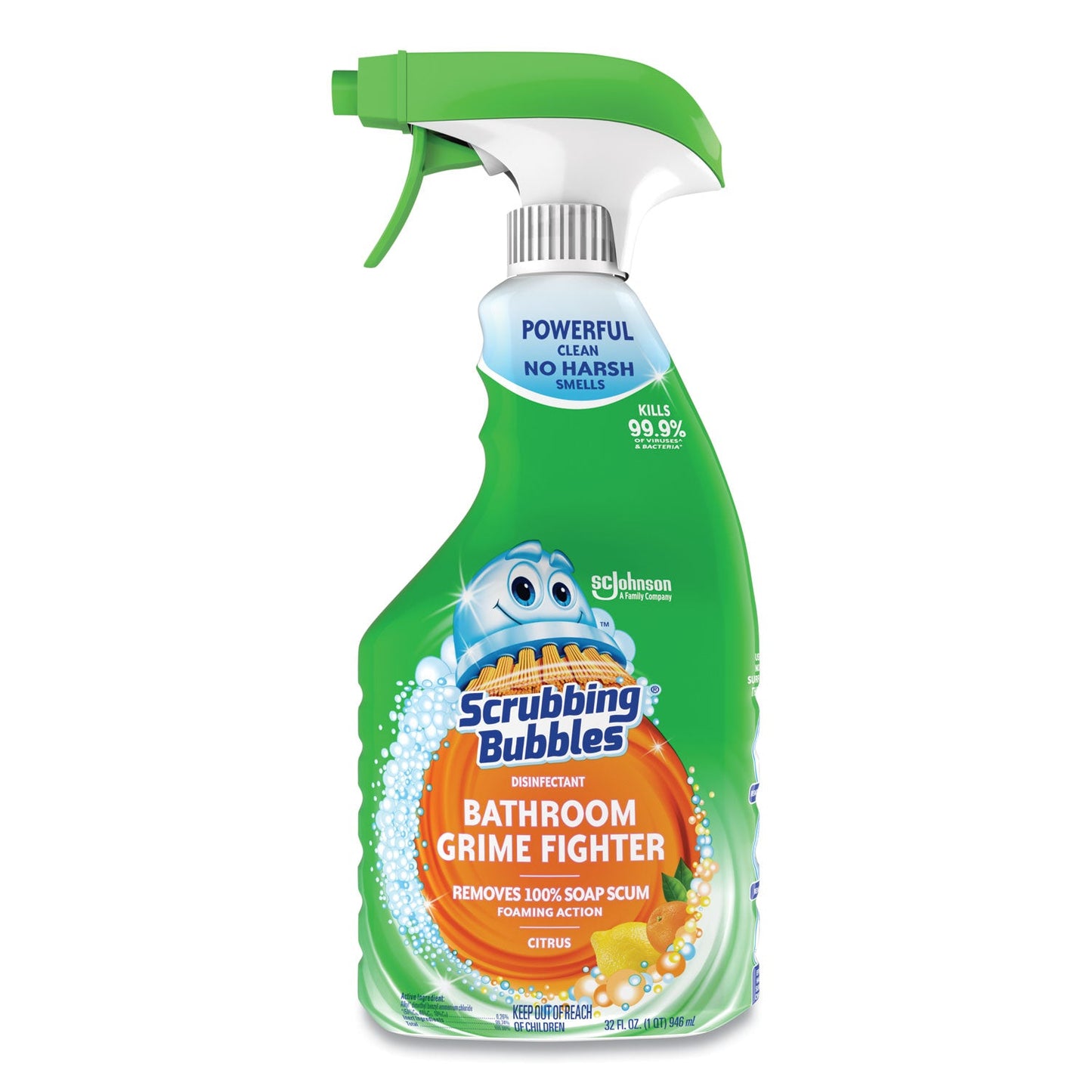 SJN366078EA Multi Surface Bathroom Cleaner, Citrus Scent, 32 Oz Spray Bottle Scrubbing Bubbles