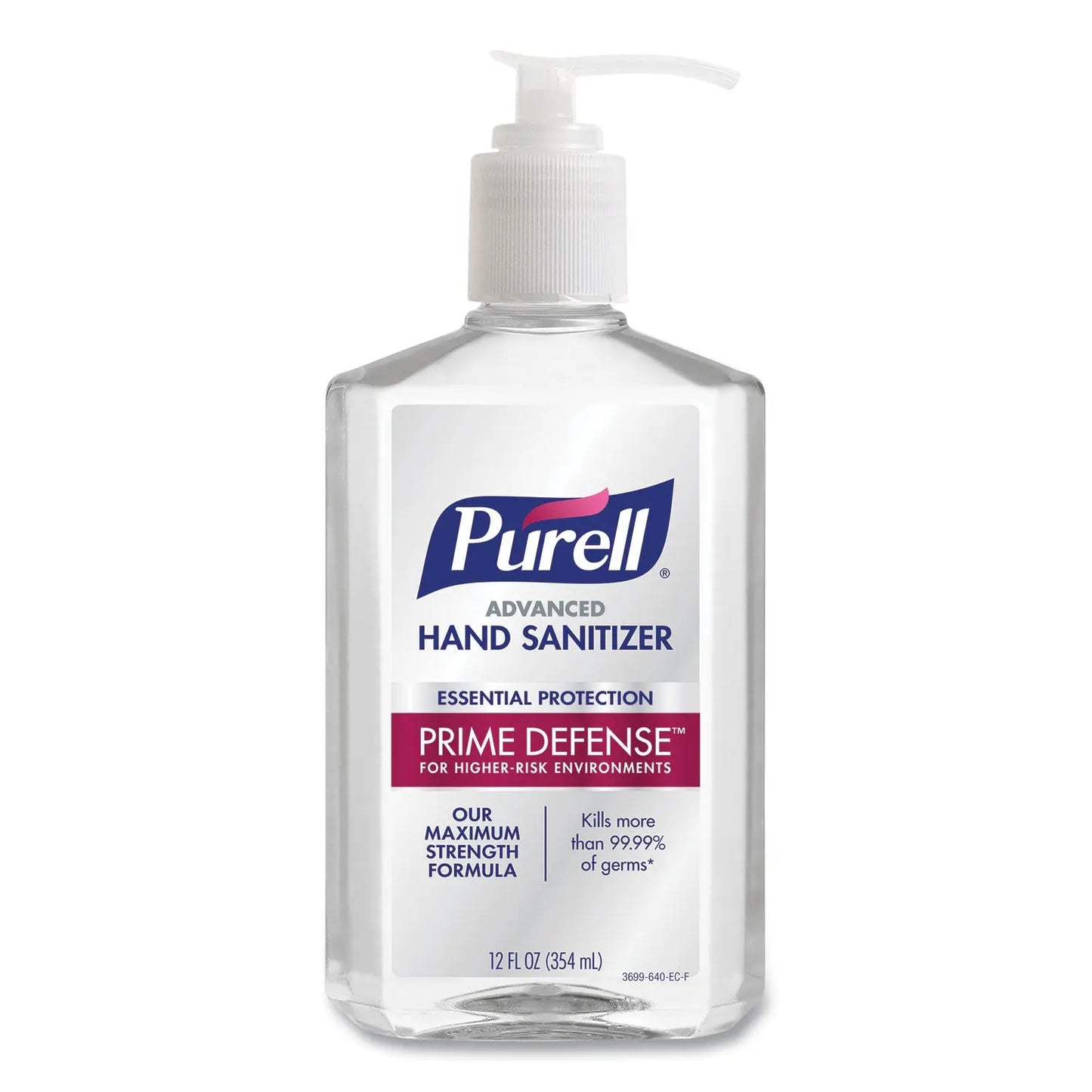 GOJ369912 Prime Defense Advanced 85% Alcohol Gel Hand Sanitizer, 12 Oz Pump Bottle, Clean Scent PURELL