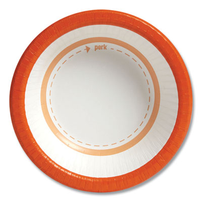 PRK54332CT Heavy-Weight Paper Bowls, 12 Oz, White/orange, 125/pack, 4 Packs/carton PERK