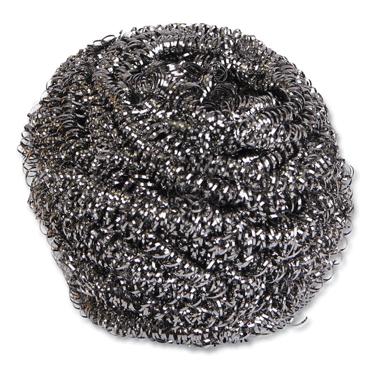 BWK50 Stainless Steel Scrubber, Large Size, 2.5 X 2.75, Steel Gray, 12/carton
