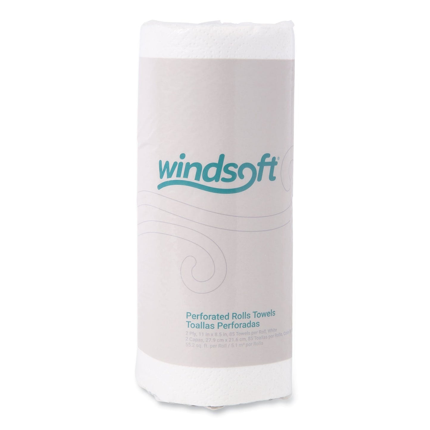 WIN122085CTB Kitchen Roll Towels, 2-Ply, 11 x 8.5, White, 85/Roll, 30 Rolls/Carton Windsoft