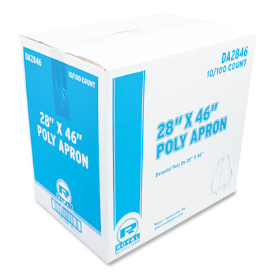 RPPDA2846 Poly Apron, 28 x 46, One Size Fits All, White, 100/Pack, 10 Packs/Carton AMERCAREROYAL