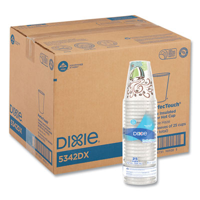 DXE5342DX PerfecTouch Paper Hot Cups, 12 oz, Coffee Haze Design, 25/Sleeve, 20 Sleeves/Carton DIXIE FOOD SERVICE