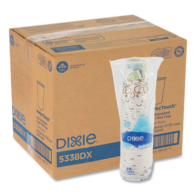DXE5338DX Perfectouch Paper Hot Cups, 8 Oz, Coffee Haze Design, 25/sleeve, 20 Sleeves/carton DIXIE FOOD SERVICE