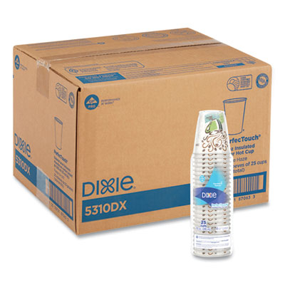 DXE5310DX PerfecTouch Paper Hot Cups, 10 oz, Coffee Haze Design, 25/Sleeve, 20 Sleeves/Carton DIXIE FOOD SERVICE