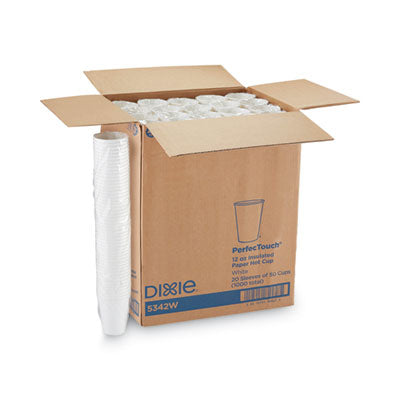 DXE5342W PerfecTouch Hot/Cold Cups, 12 oz, Paper, White, 50/Bag, 20 Bags/Carton DIXIE FOOD SERVICE