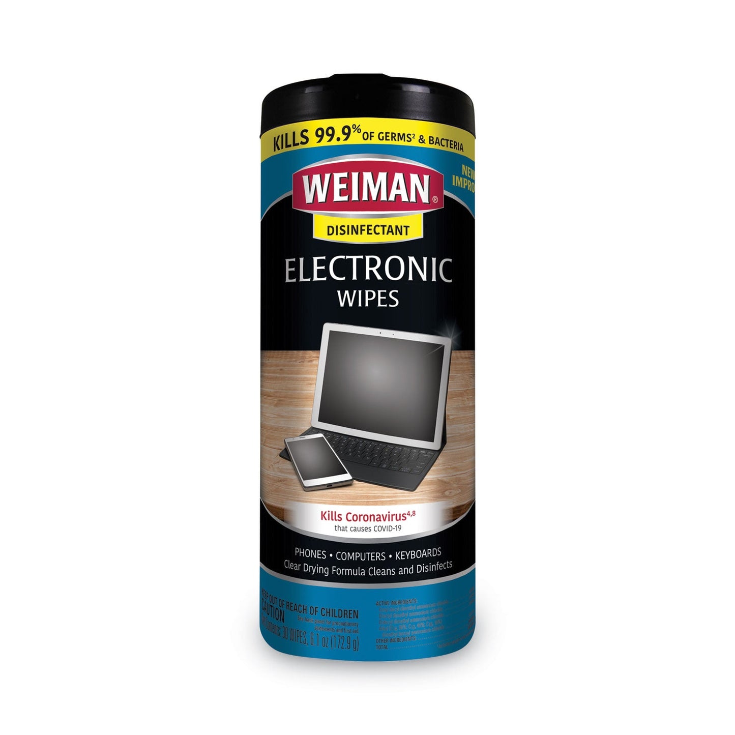 WMN93ACT E-tronic Wipes, 1-Ply, 7 x 8, White, 30/Canister, 4 Canisters/Carton WEIMAN