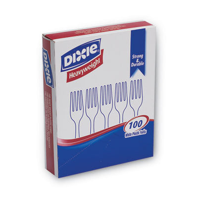 DXEFH207 Plastic Cutlery, Heavyweight Fork, White, 100/Box DIXIE FOOD SERVICE