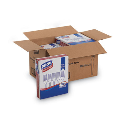 DXEFH207CT Plastic Cutlery, Heavyweight Fork, White, 100/Box, 10 Boxes/Carton DIXIE FOOD SERVICE