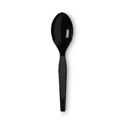 DXETM517 Plastic Cutlery, Heavy Mediumweight Spoon, Black, 1,000/Carton