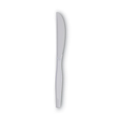 DXEKM217 Plastic Cutlery, Heavy Mediumweight Knife, White, 1,000/Carton