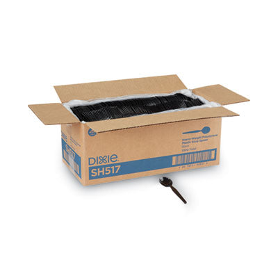 DXESH517 Plastic Cutlery, Heavyweight Soup Spoon, Black, 1,000/Carton
