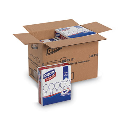 DXESH207CT Plastic Cutlery, Heavyweight Soup Spoon, White, 100/Box, 10 Boxes/Carton DIXIE FOOD SERVICE