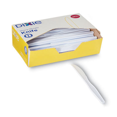 DXEKH207 Plastic Cutlery, Heavyweight Knife, White, 100/Box