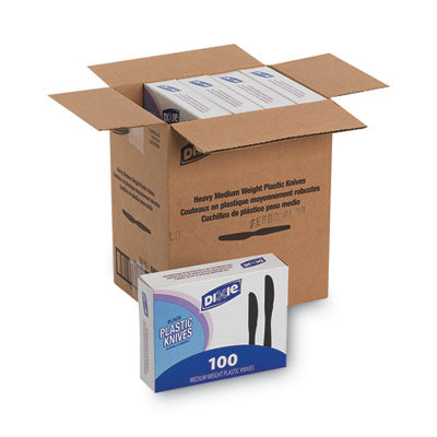 DXEKM507CT Plastic Tableware, Heavy Mediumweight Knife, Black, 100/Box, 10 Boxes/Carton