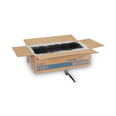 DXEFH517 Plastic Cutlery, Heavyweight Fork, Black, 1,000/Carton DIXIE FOOD SERVICE