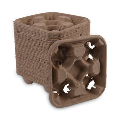 BWK4CUPCARRIER Cup Carrier Tray, 8 Oz To 32 Oz, Four Cups, Kraft, 300/carton BOARDWALK