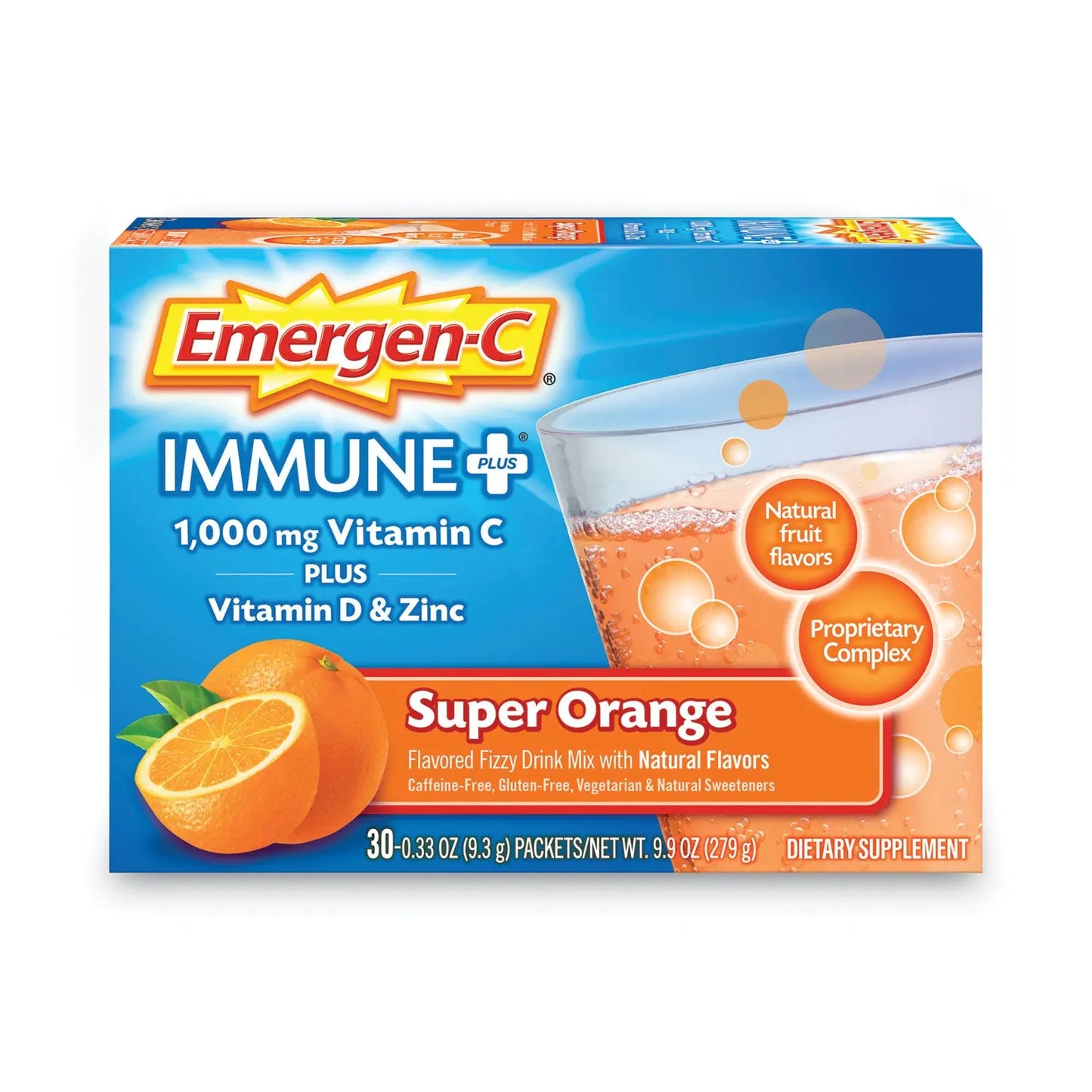 PFYF85898100042 Immune+ Formula, 0.33 Oz, Super Orange, 30 Packets Emergen-C