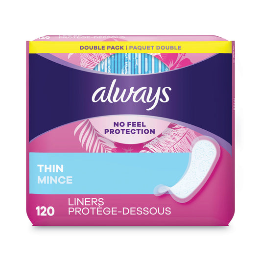 PGC10796PK Thin Daily Panty Liners, Regular, 120/pack