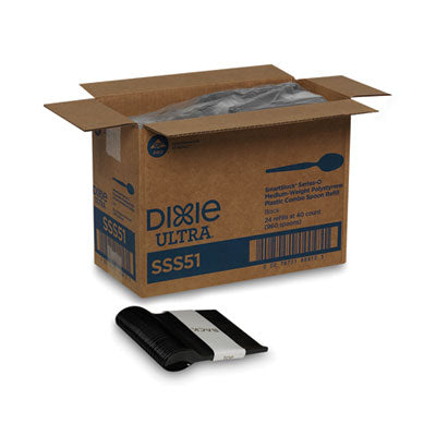 DXESSS51 SmartStock Plastic Cutlery Refill, Series-O, Mediumweight Spoon, Black, 40/Pack, 24 Packs/Carton DIXIE FOOD SERVICE