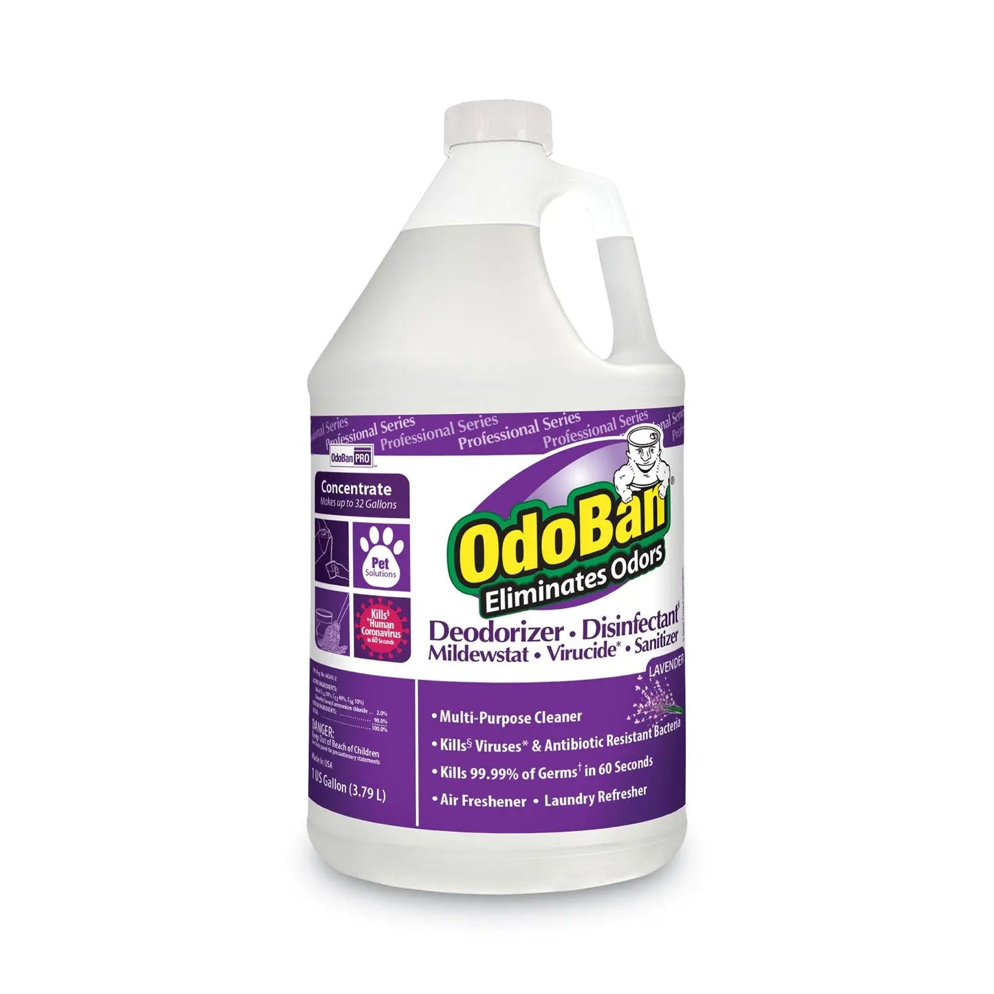 ODO911162G4 Concentrate Odor Eliminator And Disinfectant, Lavender Scent, 1 Gal Bottle, 4/carton OdoBan