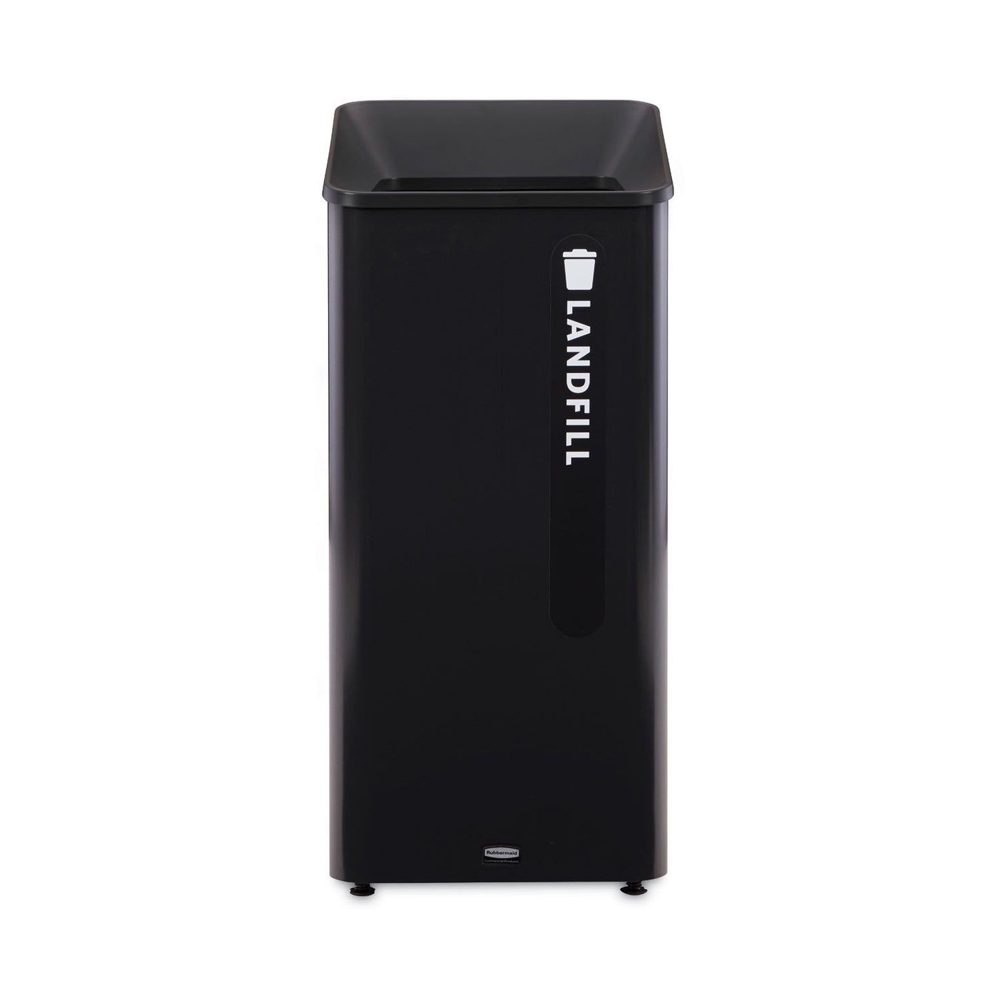 RCP2078988 Sustain Decorative Refuse with Recycling Lid, 23 gal, Metal/Plastic, Black RUBBERMAID COMMERCIAL PROD.