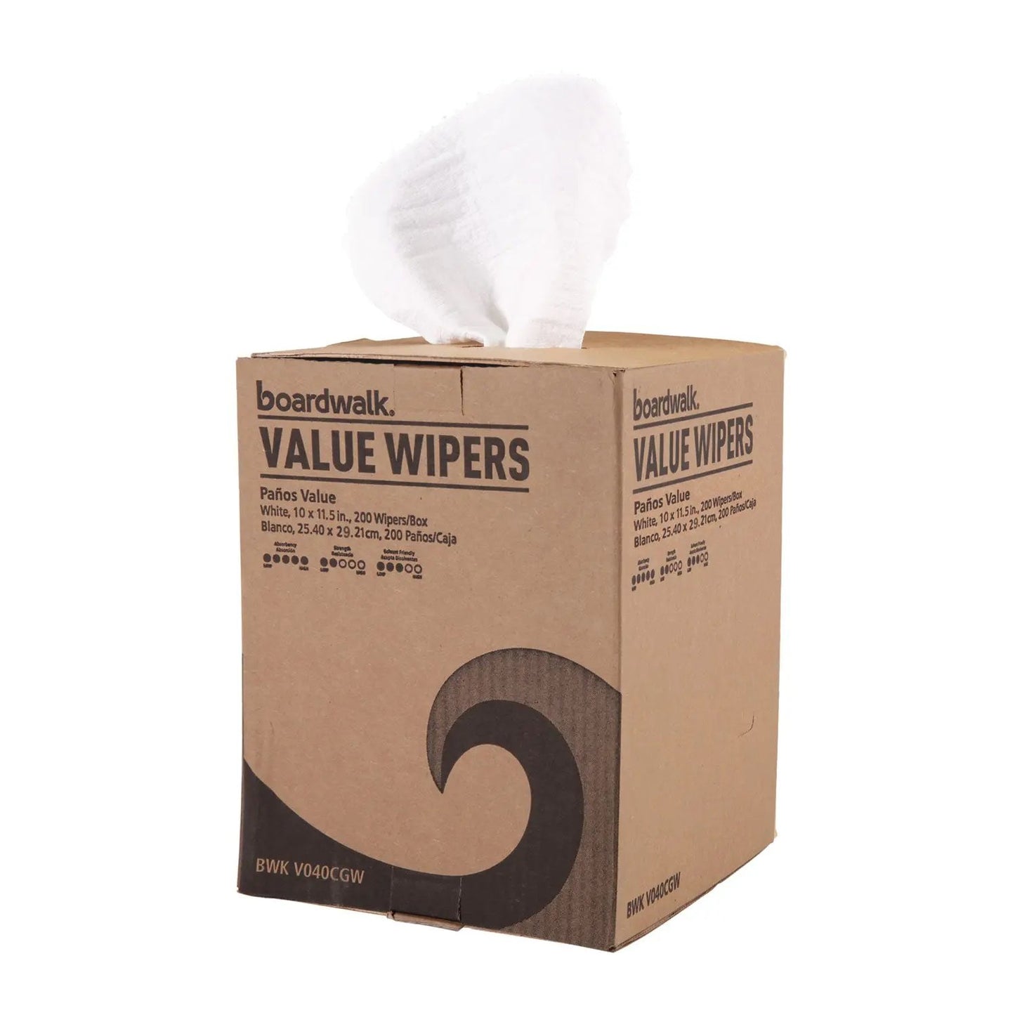 BWKV040CGW DRC Wipers, Centerpull, 10 x 11.5, White, 200/Carton Boardwalk