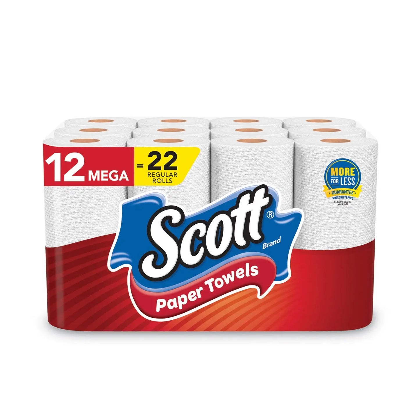 KCM55416 Choose-A-Sheet Mega Kitchen Roll Paper Towels, White, 1-Ply, 6.5 x 11, 102 Sheets/Roll, 12 Rolls/Pack Scott