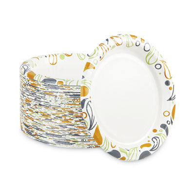 BWKDEER9PLT Deerfield Printed Paper Plates, 9" dia, Coated/Soak Proof, White/Yellow/Green/Purple, 125/Pack, 8 Packs/Carton BOARDWALK