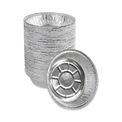 BWKROUND7 Round Aluminum To-Go Containers, 250 Gauge, 24 oz, 7" Diameter x 1.47" h, Silver, 500/Carton