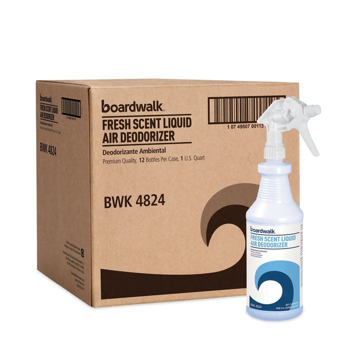 BWK4824 Fresh Scent RTU Liquid Air Deodorizer, 32 oz Spray Bottle, 12/Carton Boardwalk